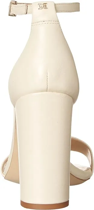 Sam Edelman Yaro Modern Ivory Ankle Strap Open Round Toe Block Heel Wide Sandals