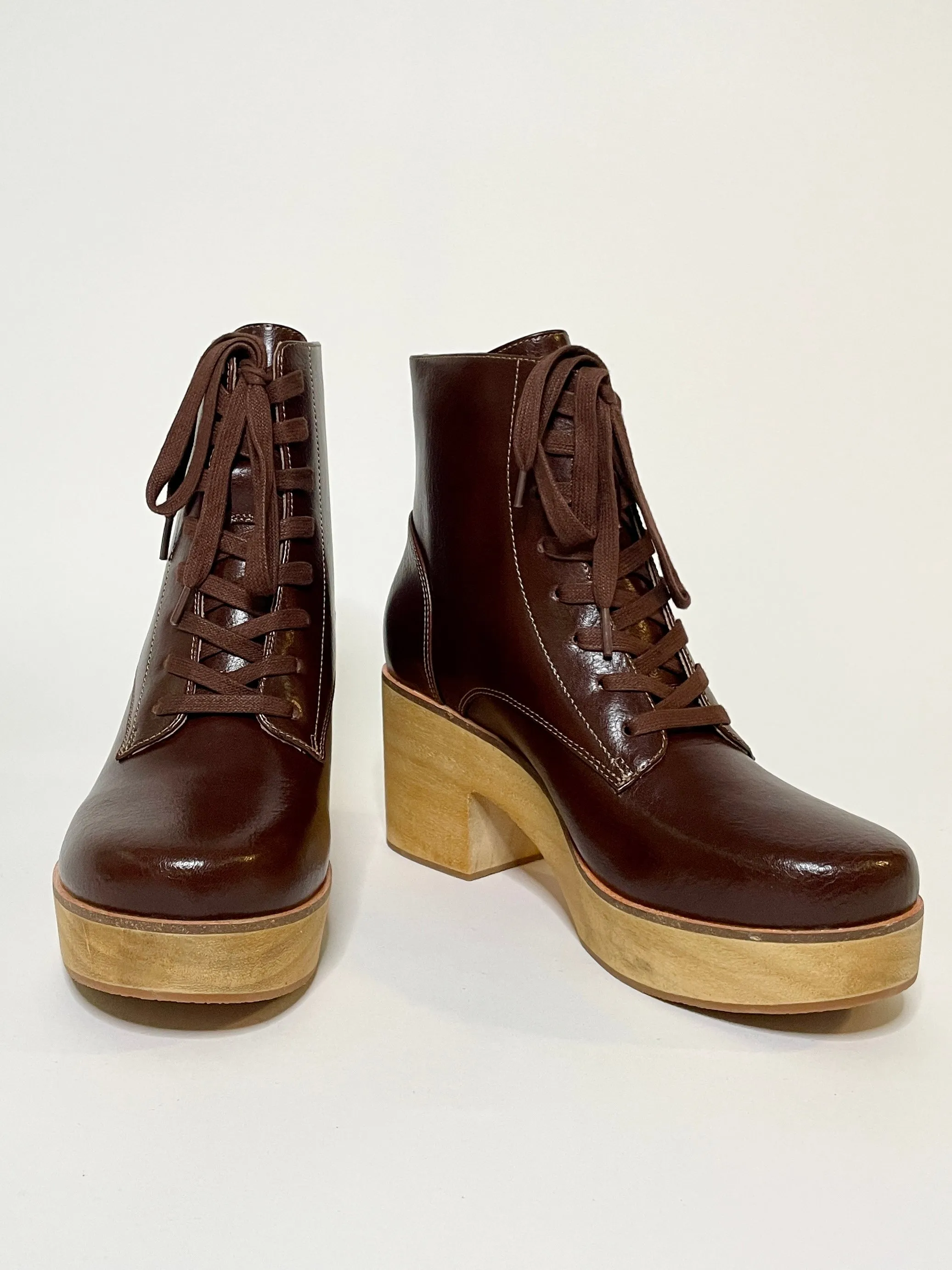Sanita Wood-Colo Plateau Boot Dark Brown