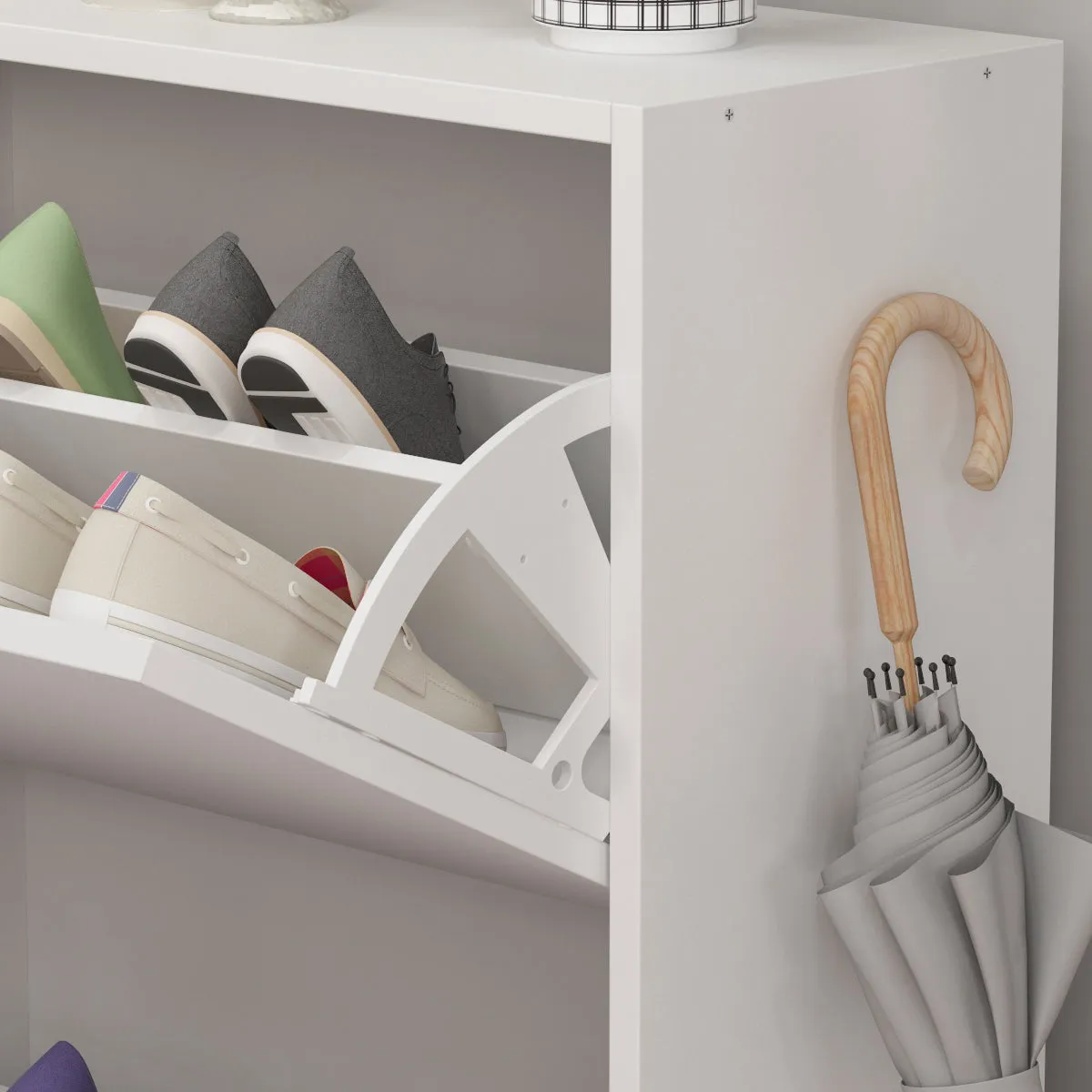Shoe Cabinet with 2 Flip Drawers for Entryway Modern Shoe Storage Cabinet