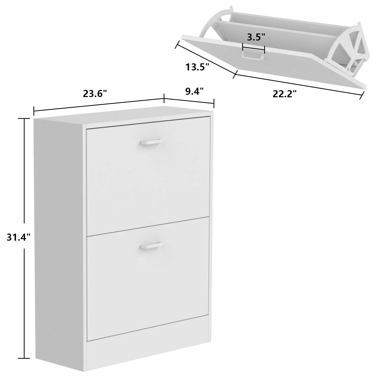 Shoe Cabinet with 2 Flip Drawers for Entryway Modern Shoe Storage Cabinet