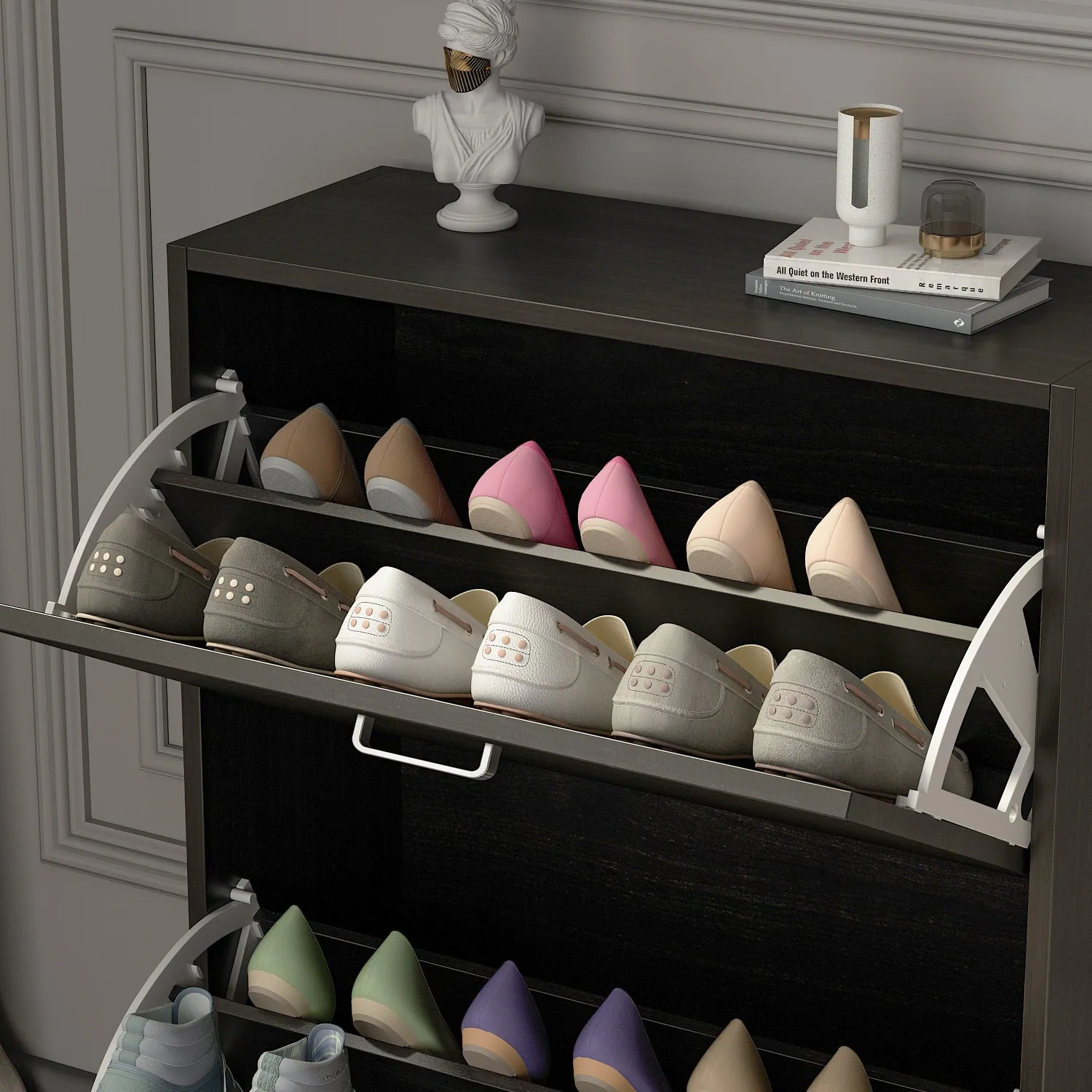 Shoe Cabinet with 2 Flip Drawers for Entryway Modern Shoe Storage Cabinet