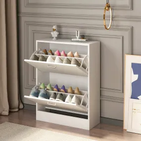 Shoe Cabinet with 2 Flip Drawers for Entryway Modern Shoe Storage Cabinet
