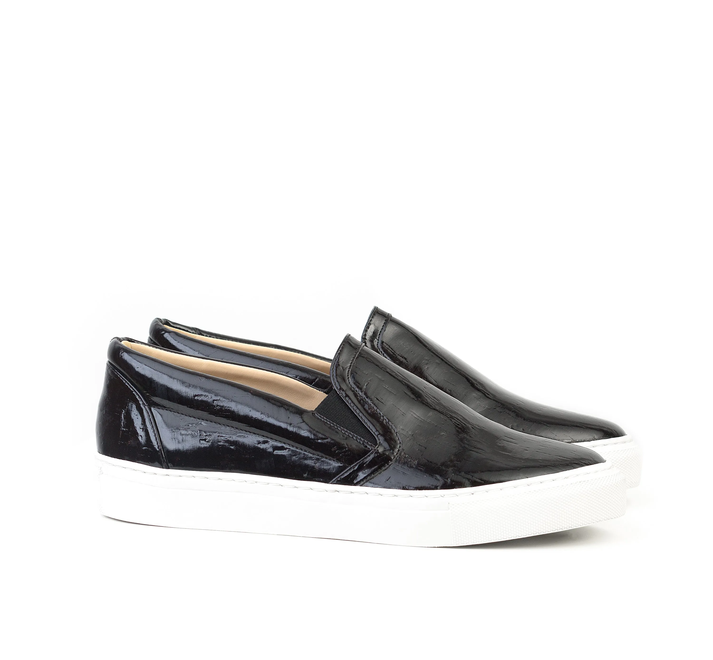 Slip-On Black Patent Cork
