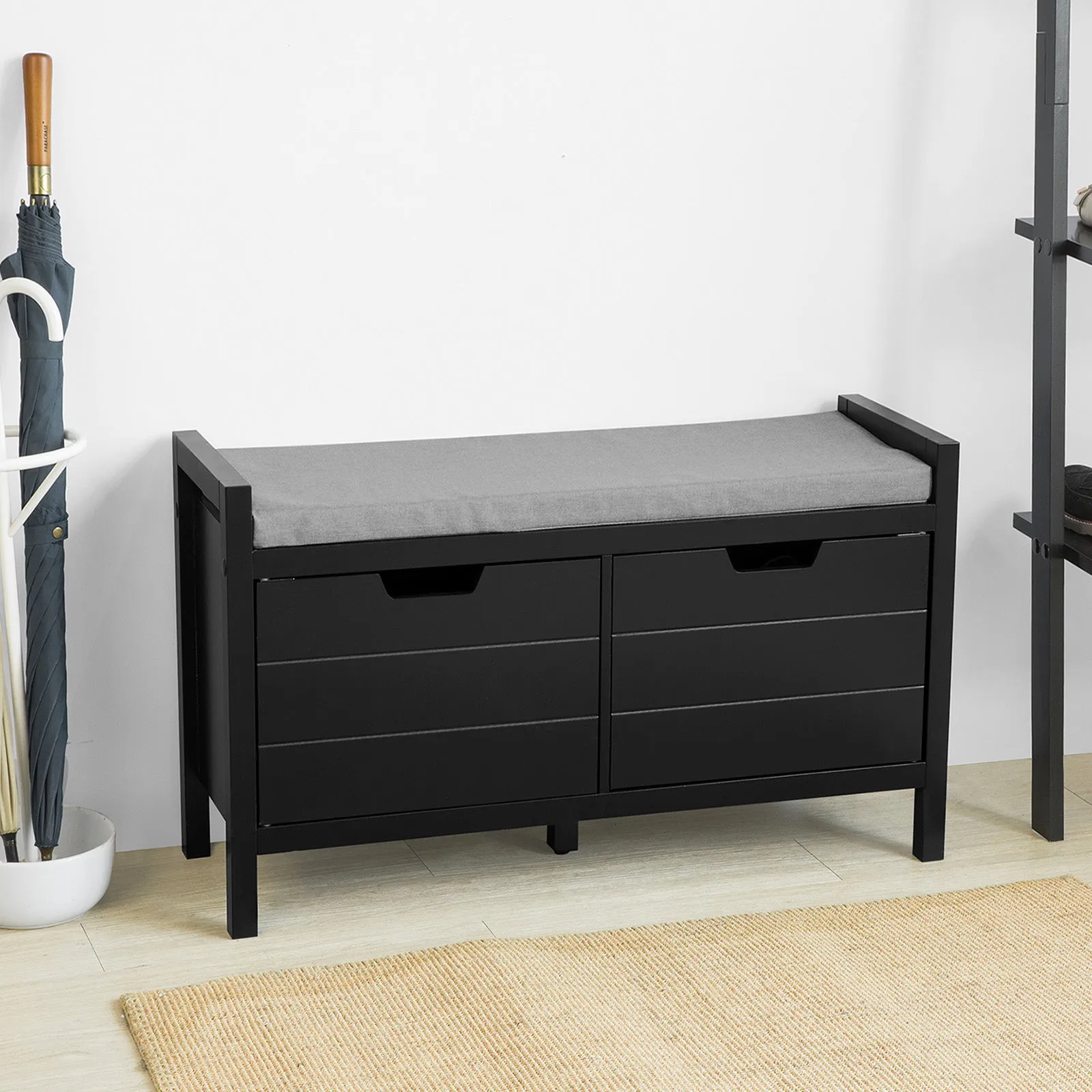 SoBuy FSR63-SCH, Shoe Bench Shoe Rack Shoe Cabinet Hallway Storage Bench with Seat Cushion
