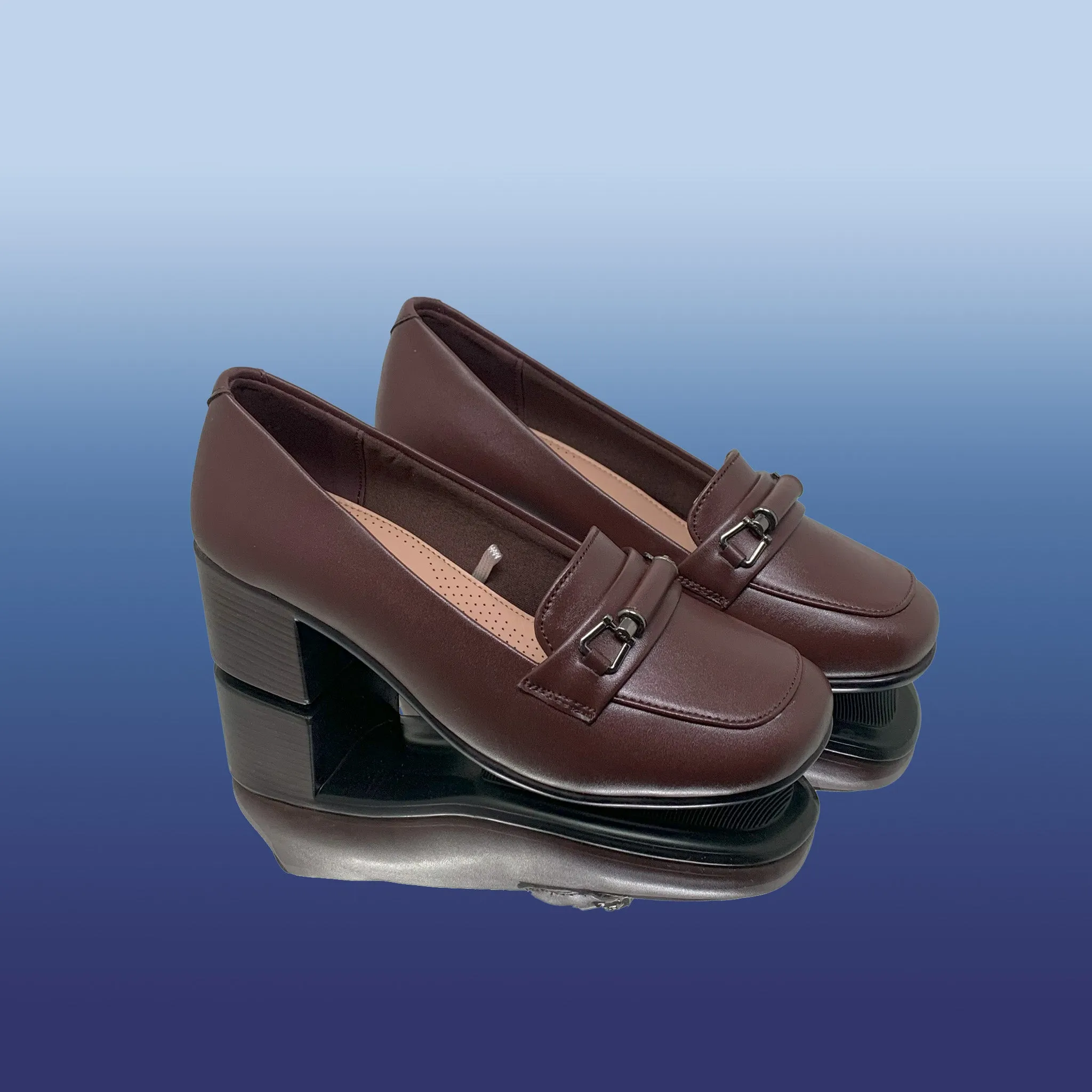 Sophisticated Brown Block Heel Loafers