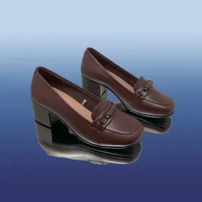 Sophisticated Brown Block Heel Loafers