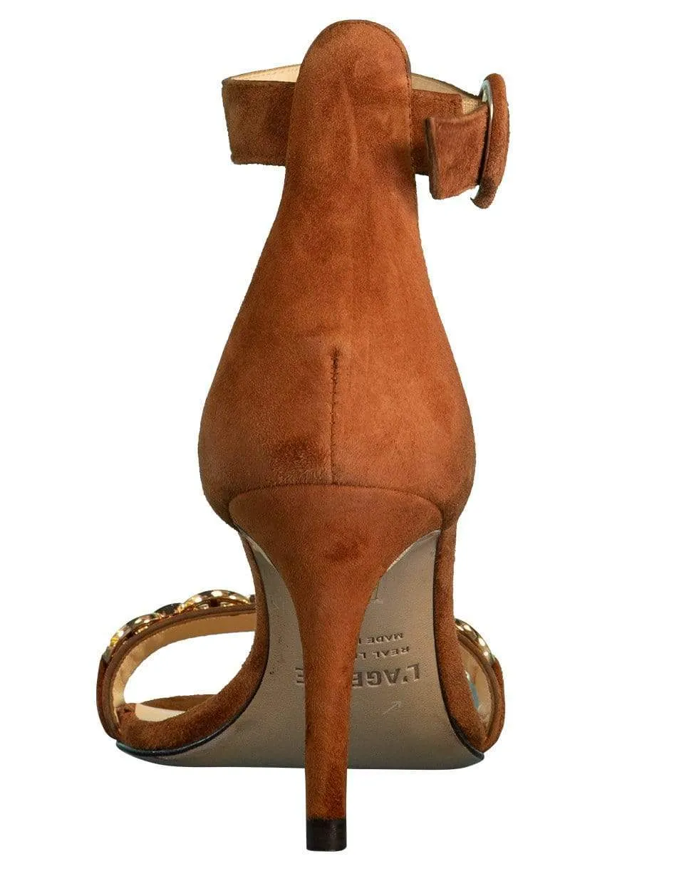 Suede Heeled Bridget Sandal - Buckskin