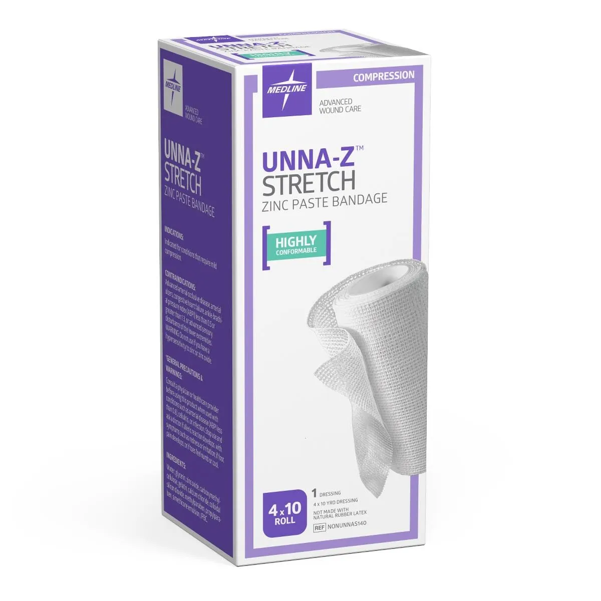 Unna-Z Zinc Oxide Paste Stretch Elastic Bandage, 4" x 10 yd.