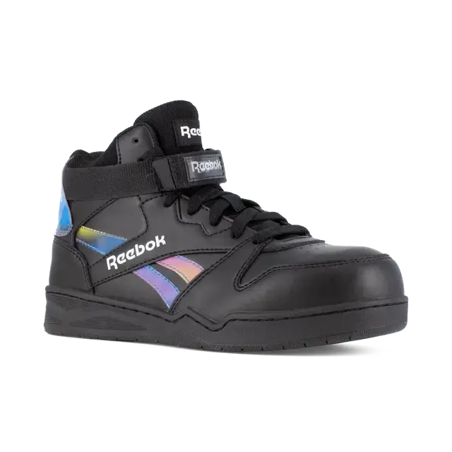Women's BB4500 Work High Top Composite Toe Work Sneaker Black and Holographic Spectrum