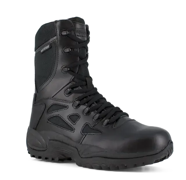 Women's Rapid Response Rb 8 Inch Soft-Toe Waterproof Military Work Boot Black
