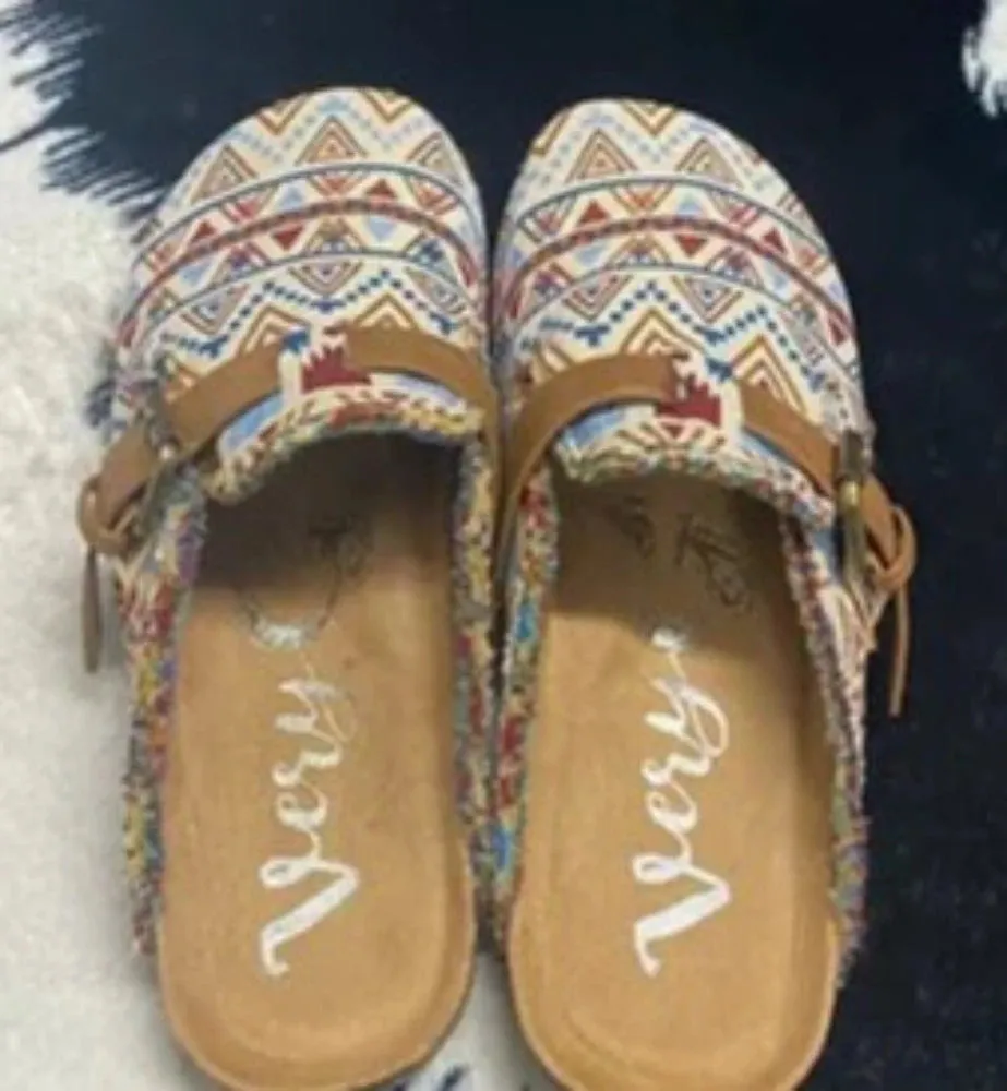 Women's Very G Cream & Blue Slip-on Clogs